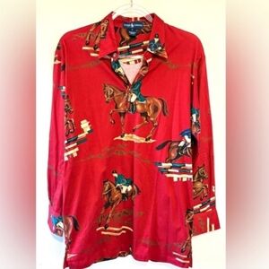 Ralph Lauren Red Equestrian Print Shirt